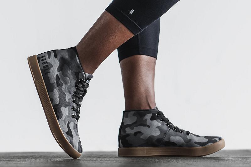 Black Nobull Camo Canvas Mid Women's Trainers | CA R1970V